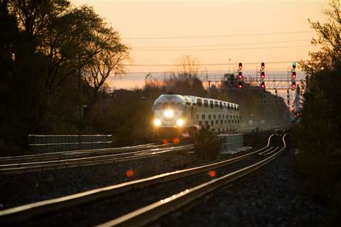 A commuter train running on the GO network in Canada