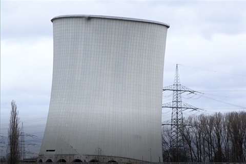 First of four giant cooling towers collapsed at RWE-owned Biblis nuclear plant in Germany