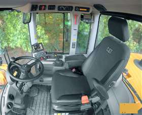 Inside the Cat 938M small wheeled loader cab