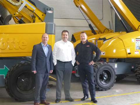 From left: Ian Whittle, Haulotte UK; Chris Hall, W Hall; and Mick Evans, Haulotte UK subsidiary mana