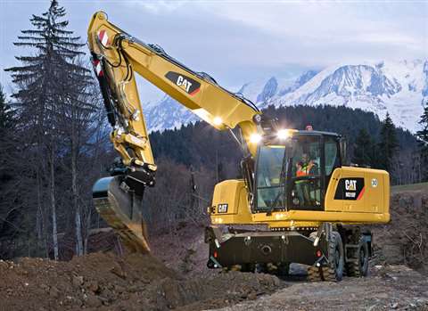 The Cat 318F wheeled excavator