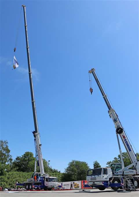 Part of the first batch of six cranes for the MaxiKraft Group in blue and white colours of Maximum