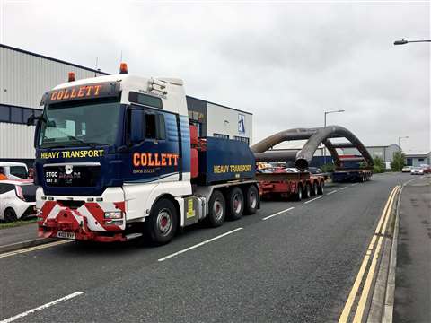 Collett & Sons Ltd moving the main arch of the footbridge
