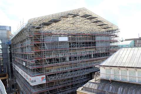 Layher's Kedar XL temporary roof structure at Cambridge University 