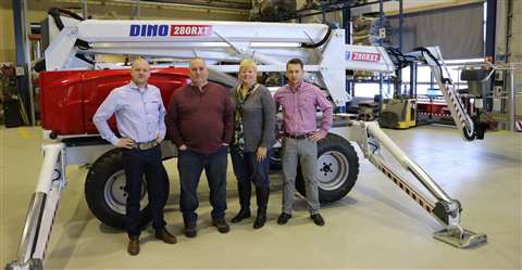 From left to right: Teemu Ristelä of DINOlift; Rick Girard, Linda Girard and Devon Parshley of RBG Inc.