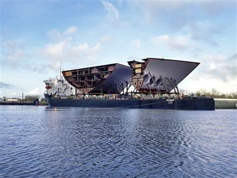 Combi Lift transports ship sections up to 1,000 tonnes each