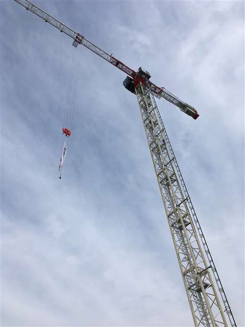 The Terex CTT 172-8 flat top white and red tower crane
