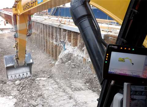 Machine controls in a Caterpillar 329E at Hvidovre, Denmark