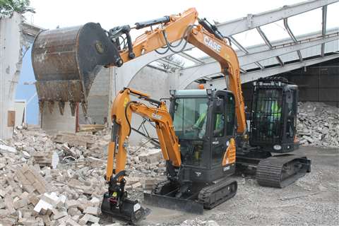 The Stage V compliant CX90D excavator with a CASE CX18C model
