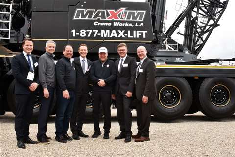 The Maxim team at the handover of a new Liebherr crane at ConExpo 2020 in Las Vegas, USA