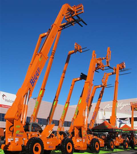 Bigge-branded telehandlers were prominent on Xtreme's booth at World of Concrete 2013.