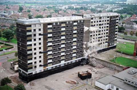 The 12 storey Broomview House in Edinburgh begins to fall