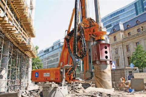 Bilfinger+Berger is currently installing foundation piles for the extension of the 115 m high Tectum