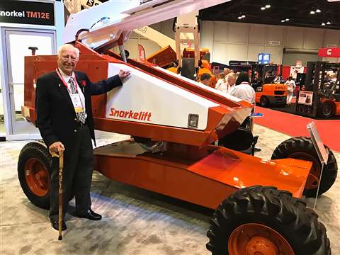 Art Moore with the first built Snorkel TB-42 at The Rental Show 2017