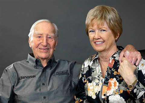 Art Moore with wife Sue during a visit to the Snorkel global headquarters in Henderson, Nevada in October 2018
