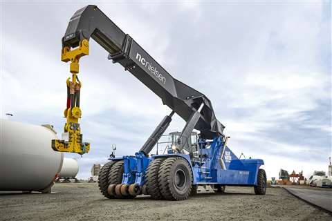 The 152 tonne capacity NC Nielsen heavy duty reach stacker for Blue Water Shipping