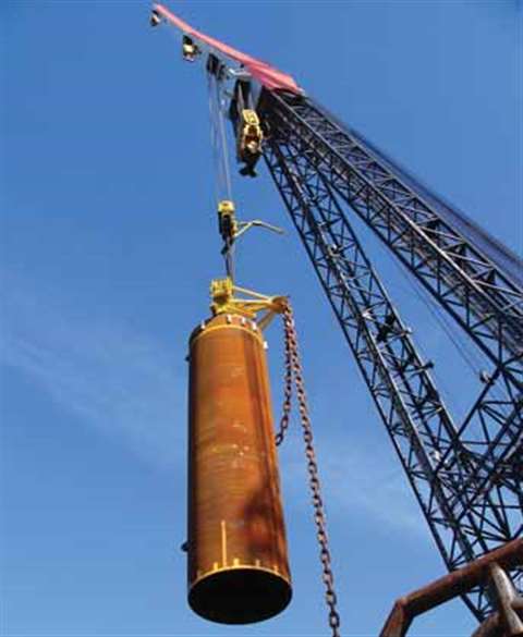 Deep water construction vessel DCV Balder used for the installation of a Hub suction pile