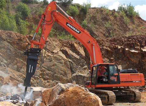 The Doosan DXB260H is for machines of 27 to 34 tonnes