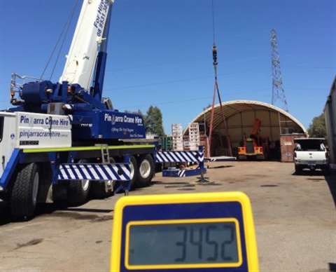 Allplant Inspections uses a 12 tonne wireless load cell to load test a Pinjarra Crane &amp; Access H