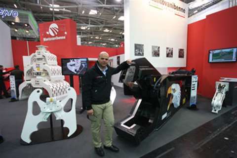 Mantovanibenne’s Paulo Mantovani beside one of the company’s new products on display at bauma, the S