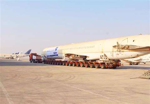 An MD90 aircraft has been moved ifrom Jeddah International Airport to Riyadh in Saudi Arabia by Alma