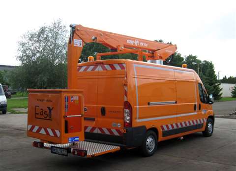 One of the Easy Lift EV130 van mounted platforms sold to Hungarian motorway company NÚSZ Zrt