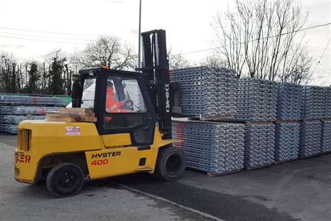 A view of some of the stock at the new Layher Ireland depot. 

