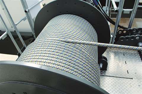 Synthetic fibre rope on a Liebherr tower crane drum