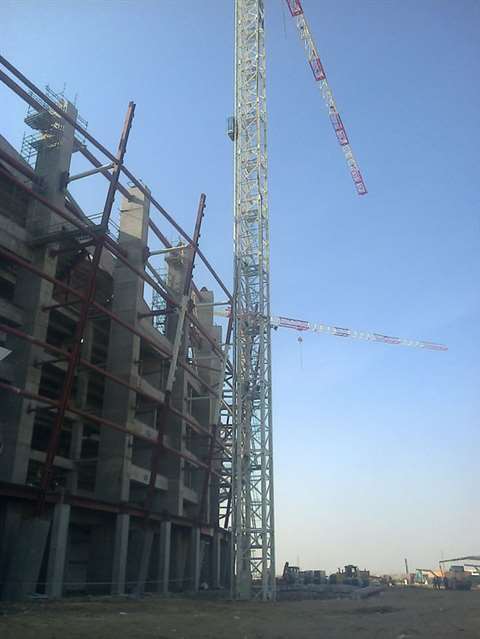 Eight Geda 2 PK crane operator hoists at the construction of the National Stadium in Baku