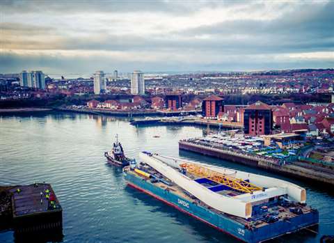 The pylon, arriving at the Port of Sunderland, will form the centrepiece of the New Wear Crossing