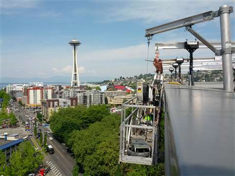 Spider recently provided equipment for a glass replacement project in Seattle. The Space Needle is p
