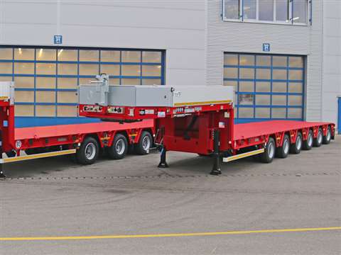 A pair of new Goldhofer MPA 6 semi trailers for Allelys in the UK