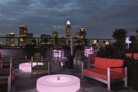 Roof top bar of the Sheraton Charlotte Hotel