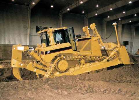 Caterpillar's new D8T gets put through its paces at the company's in-door demonstration facility in 