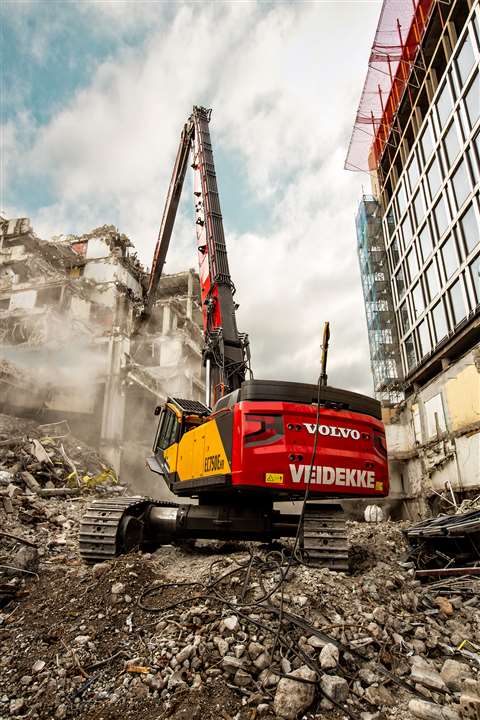 Veidekke's Volvo EC750E HR excavator at work on the House of Oslo shopping centre in Norway