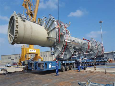 Sarens at work with SPMT in Taragona, Spain