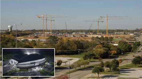 The early stages of construction of the new Dallas Cowboys ’ football stadium. When complete in 2009