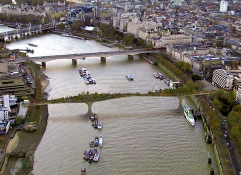 An artist's impression of how the Garden Bridge in London will look