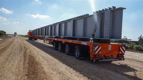The beams were transported on Faymonville TeleMax flatbed semi-trailers to Alexandria, Egypt