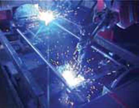 Expensiveproduction machinery, such as thiswelding robot in Layher's factory, can make it difficult 