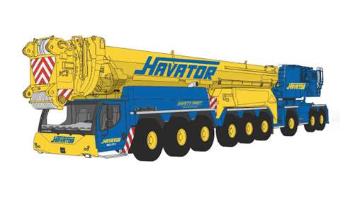 How Havator’s new Liebherr LTM 1750-9.1 will look in its blue and yellow livery