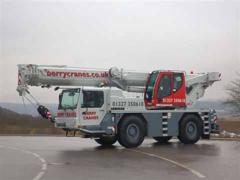 The Liebherr LTM 1040-2.1 mobile crane in its new Berry Cranes livery