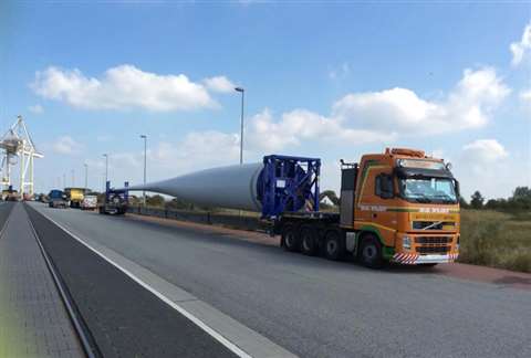 The trailers are capable of handling blades up to 69 metres long