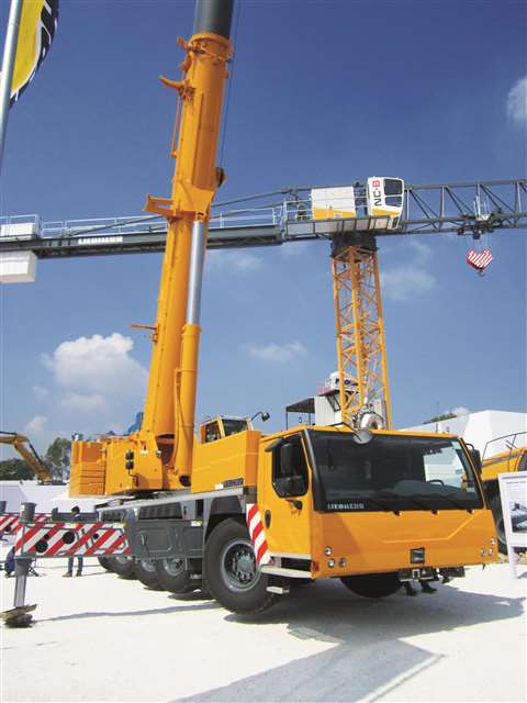 Liebherr LTM 1250-5.1 all terrain and the 12 tonne capacity NC-B 12-70 flat top tower crane