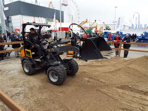 Tobroco-Giant's new, fully electric G2200E loader being demonstrated at Bauma 2019