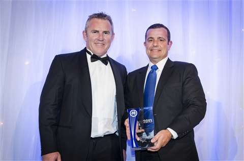 Force Access’ Pat Italiano accepts the Rental Company of the Year award at this year’s Hire Industry