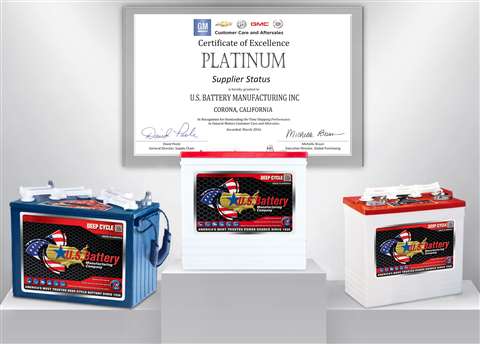 U.S. Battery Manufacturing received a Platinum Award from G.M. recently.