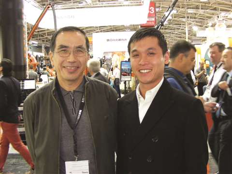 Left: Desmond Ong, chief executive officer of Galmon, with his son Shawn Ong, Galmon chief operating