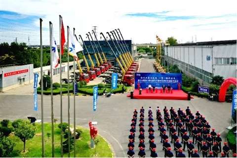A departure ceremony for the 50 articulated boom truck mounted cranes took place at the XCMG factory in China