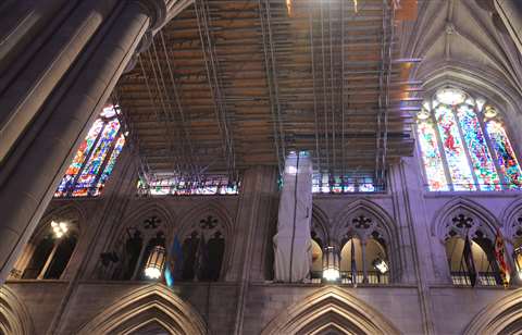 Safway Haki spans in National Cathedral, in Washington, D.C.